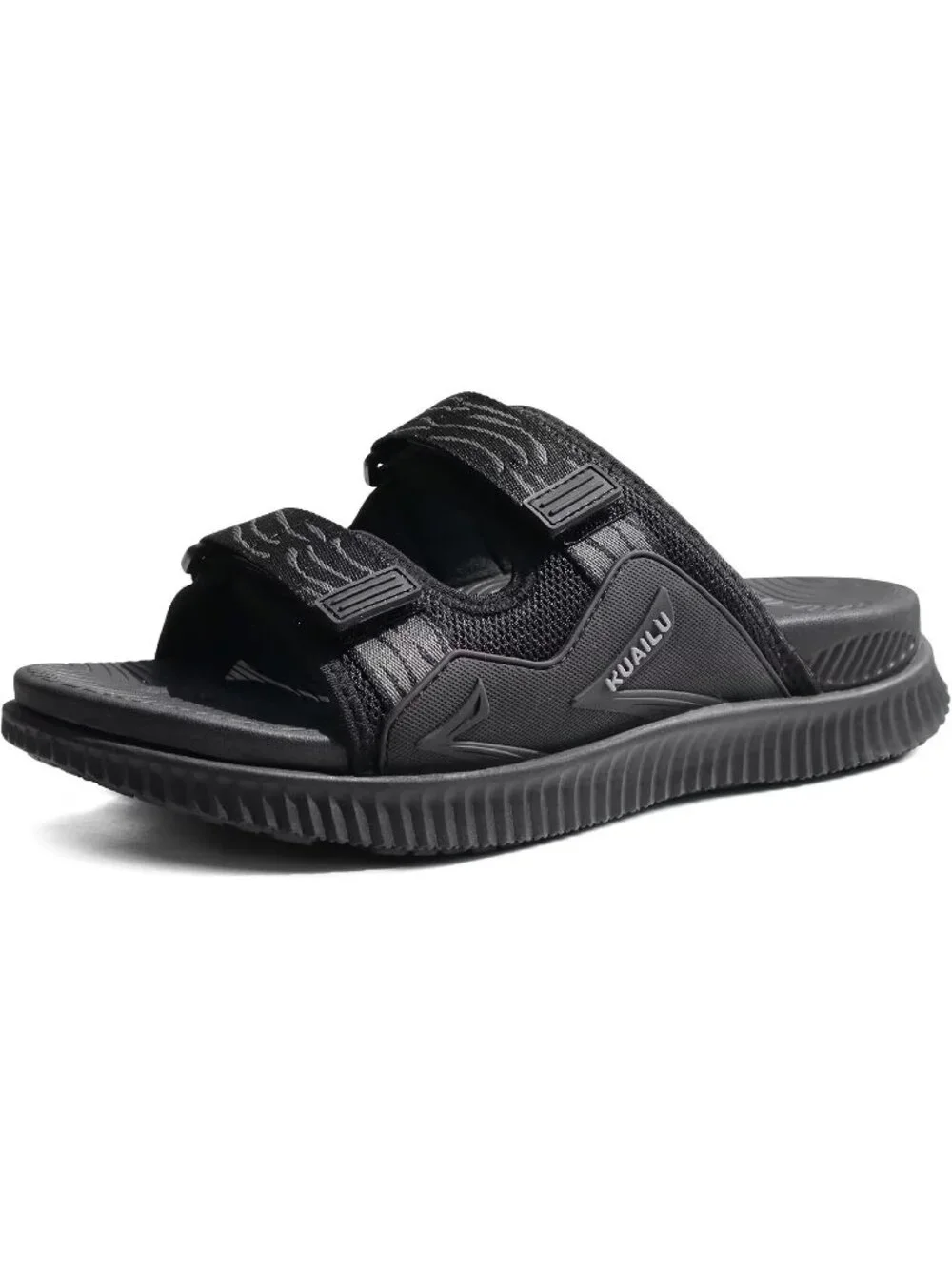 Men's Black Athletic Thick Cushion Recovery Sport Slides Orthotic Sandal Shoes